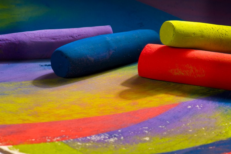 pastels used on sanded paper