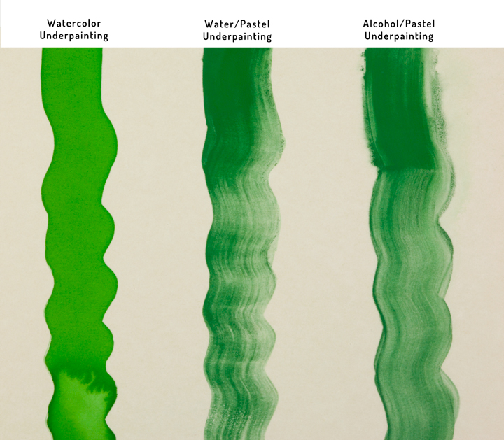 under painting on sanded pastel paper