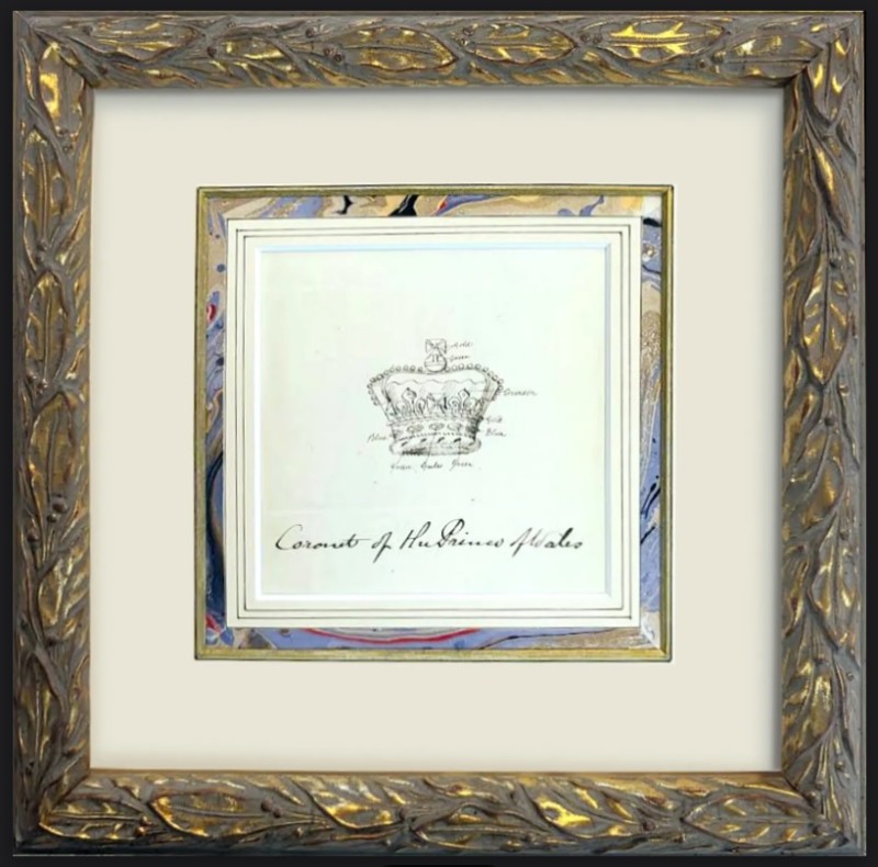 Image of Framed Historical Crown Drawing