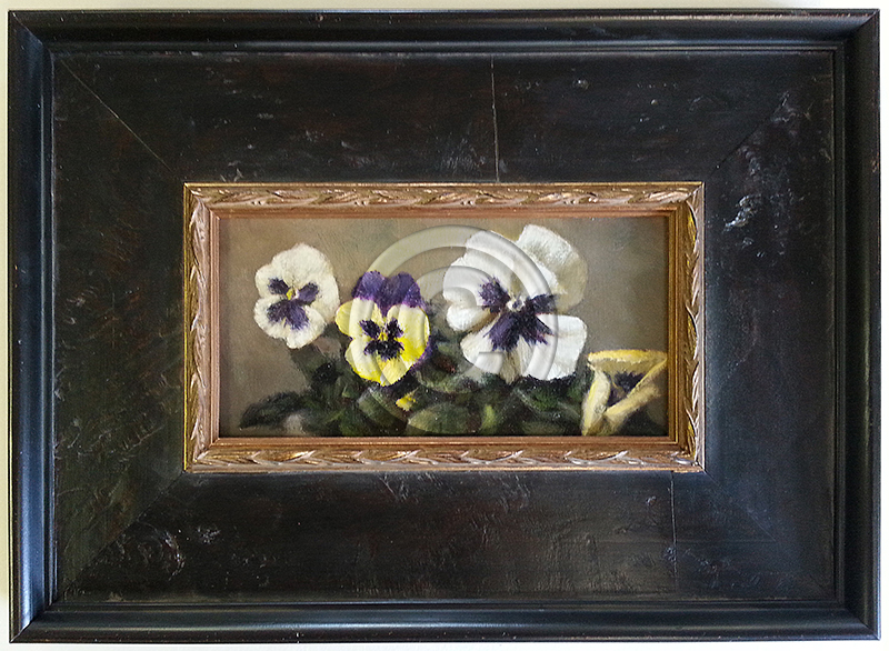 Image of Framed Flower Oil Painting