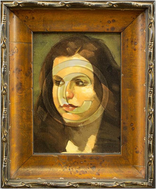 Image of Oil Painting Portrait in Frame