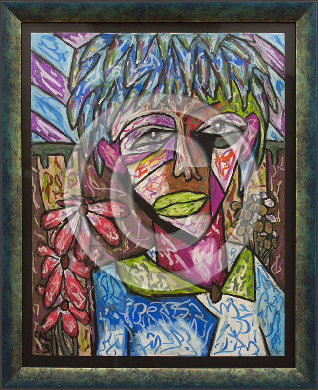 Image of Oil Pastel Drawing in Frame